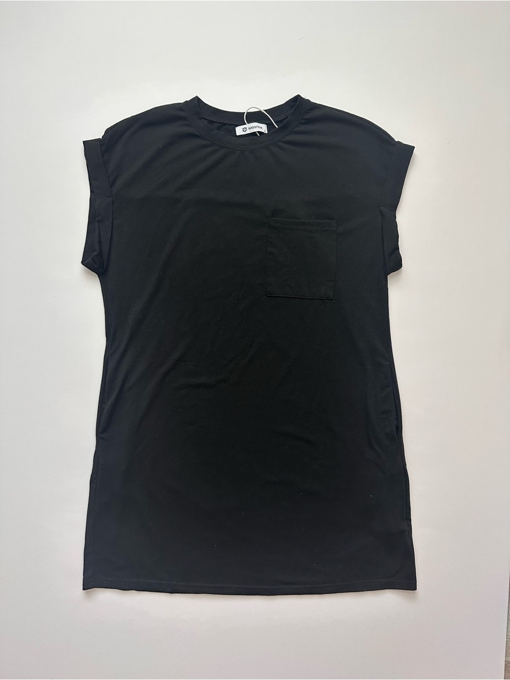 Wenrine Women’s Black Crewneck Loose Fit T-Shirt Dress